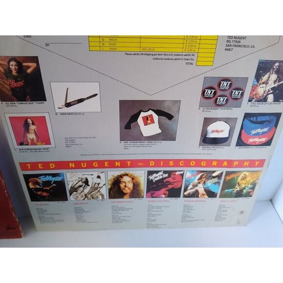 Ted Nugent ‎Scream Dream Vinyl LP Record Album 1980 Hard Rock Wango Tango Inner - Picture 3 of 3